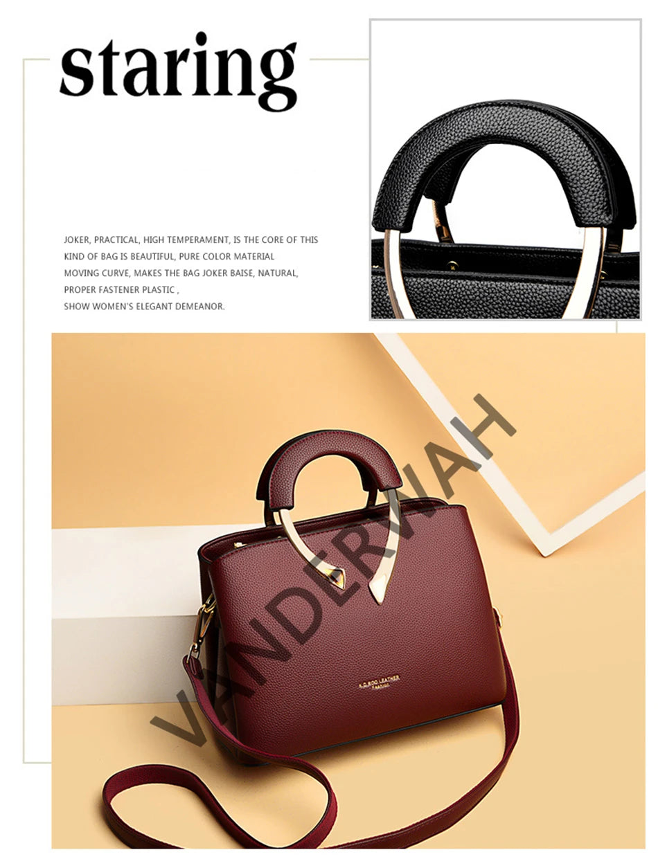 GENUINE VANDERWAH High Quality Pu Leather Casual Tote Luxury Handbags Women Bags Designer Shoulder Crossbody Bags for Women 2025