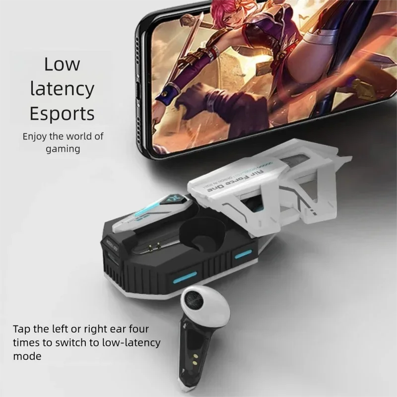 Wireless Bluetooth 5.4 Mecha Space Beetle Headset Transform Charging Case In-Ear Call Noise Cancellation RGB Hifi Gaming Earbuds