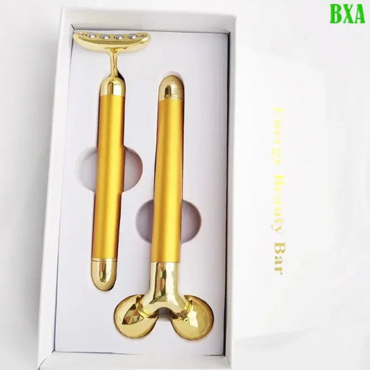 24KGlod Electric Face Massager 3D Roller 2 in 1 Face Pulse T Massager Kit Arm Eye Nose Massager Skin Care Tools My Store