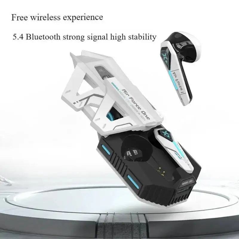 Wireless Bluetooth 5.4 Mecha Space Beetle Headset Transform Charging Case In-Ear Call Noise Cancellation RGB Hifi Gaming Earbuds