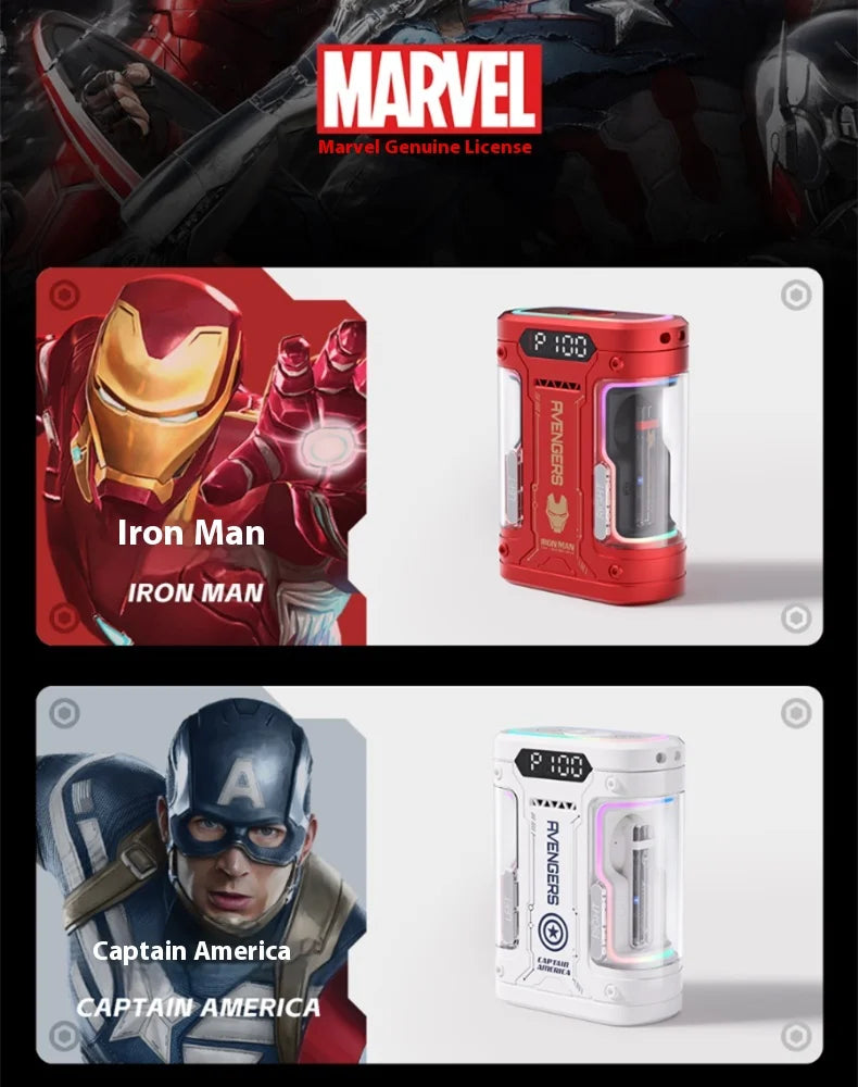 Genuine Marvel Iron Man Captain America Black Panther Mecha Audio Bluetooth Headphones Semi-In-Ear Radio Sports Games Noise Red