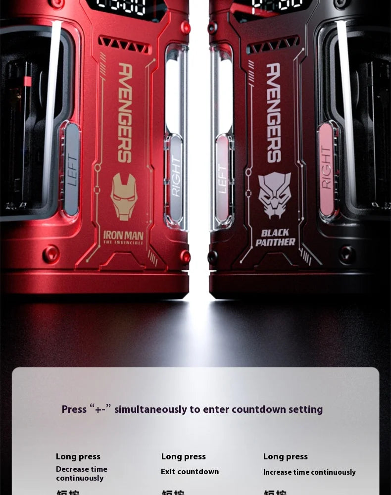 Genuine Marvel Iron Man Captain America Black Panther Mecha Audio Bluetooth Headphones Semi-In-Ear Radio Sports Games Noise Red