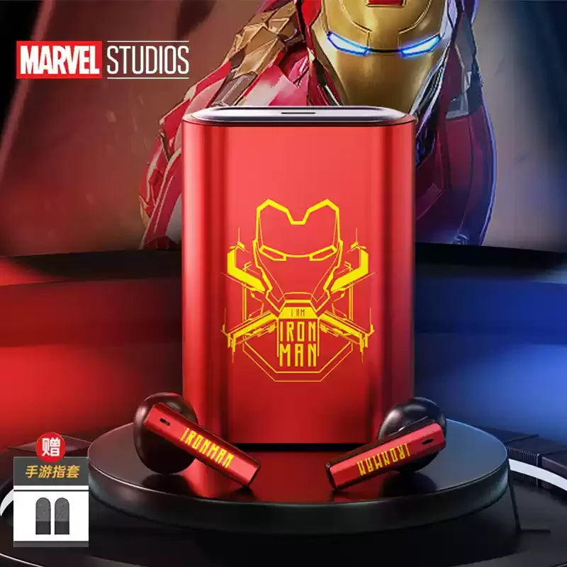 Genuine Marvel Iron Man Captain America Black Panther Mecha Audio Bluetooth Headphones Semi-In-Ear Radio Sports Games Noise Red